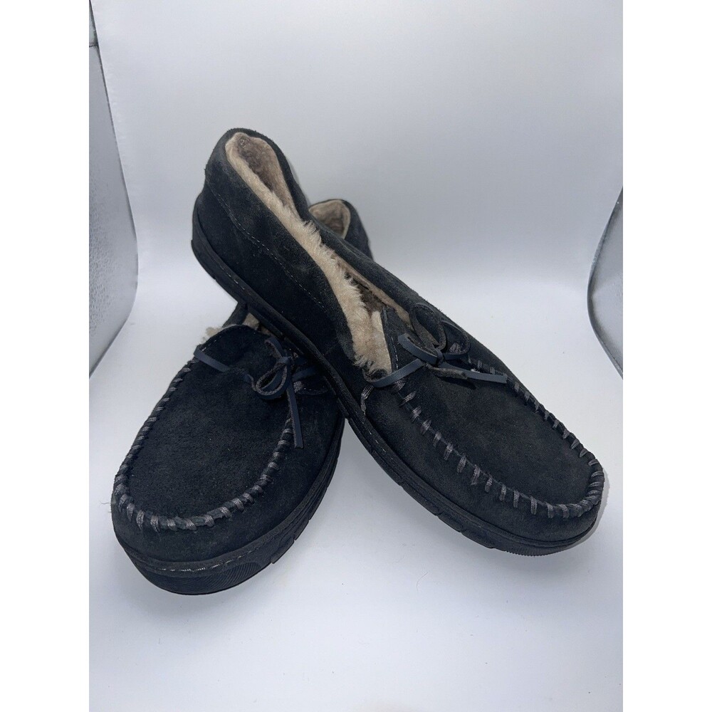 Eddie Bauer Cordova Slippers Mens Sz L 9.5-10.5 Grey Suede Warm Cabin Cozy Gorp - Picture 3 of 11